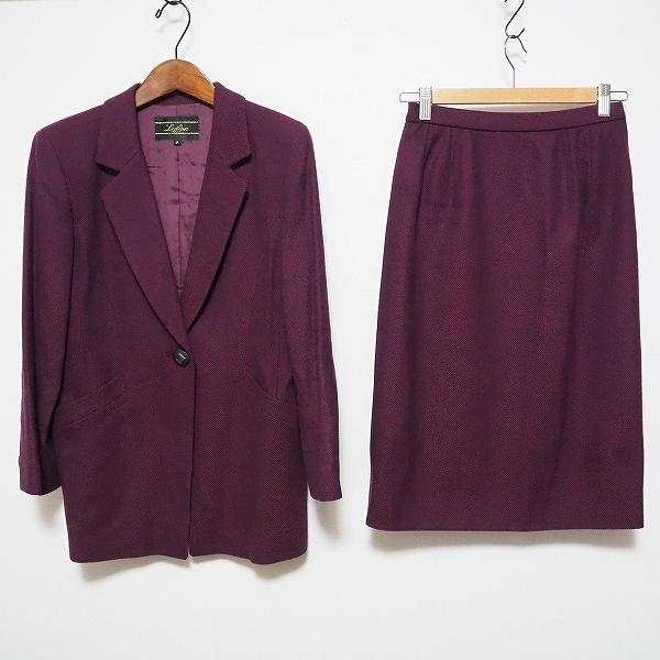 Leilian（レリアン） #wnc スカートスーツ ボルドー 紺 MIX ツーピース