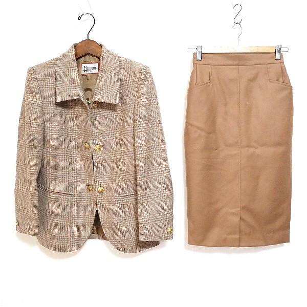 HERNO #wnc ヘルノ Herno スカートスーツ 茶 グレー ツーピース カフス 