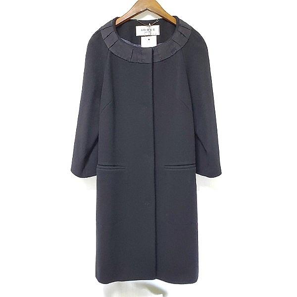 wnc アドーア ADORE コート 38 黒 ノーカラー スナップボタン カシミア