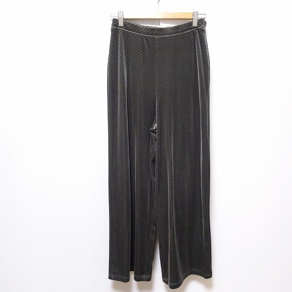 #wnc GKITALIYA 伊太利屋 パンツ 9 グレー スラックス 光沢 ベロア調 ストライプ レディース [812917]