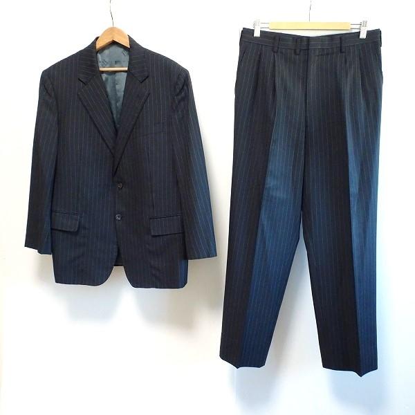 anc ダンヒル Dunhill シングルスーツ S2B 黒系 白 ストライプ 
