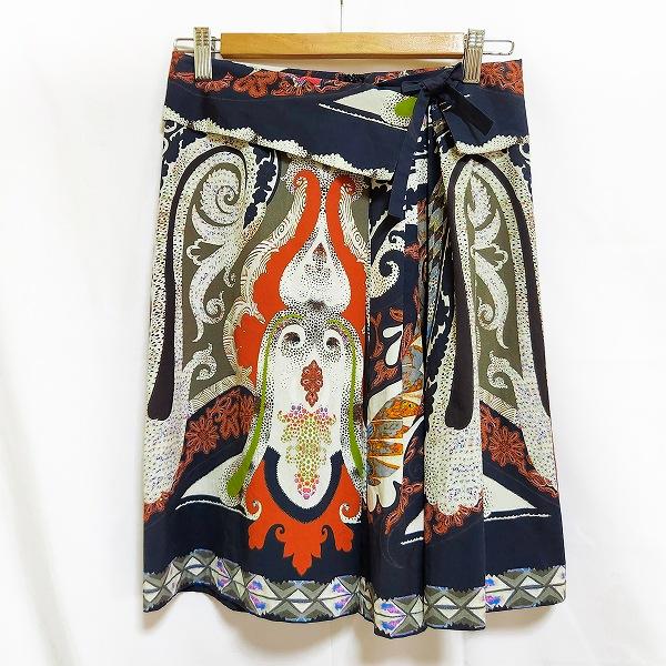 ETRO（エトロ） #anc スカート 40 紺 オレンジ マルチ タック