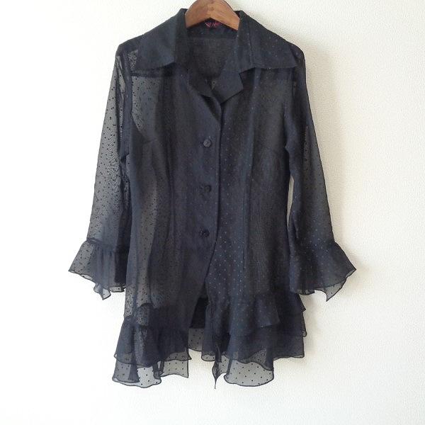 anc ユキトリイ YUKITORII シャツブラウス 黒 ドット シースルー 
