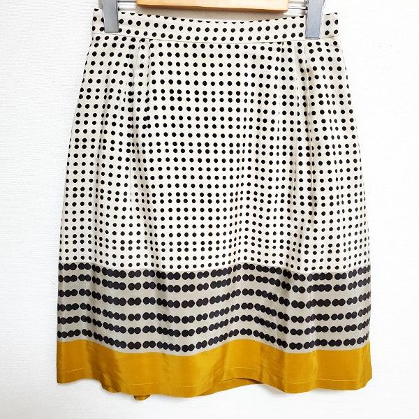 #anc  マックスマーラ ウィークエンド Maxmara WEEKEND スカート 36 ベージュ 茶 黄色 ドット 水玉 シルク混 レディース [818894]