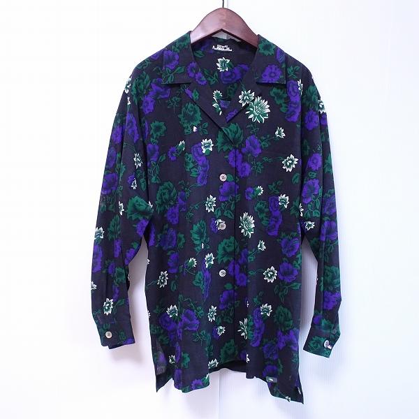 90s ISSEY MIYAKE 総柄 花柄 オープンカラーシャツ レーヨン M ISSEY MIYAKE（イッセイミヤケ） #apc ペルマネンテ ISSEYMIYAKE