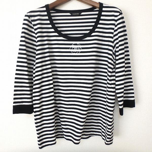 #anc  インゲボルグ INGEBORG カットソー 9 黒 白 ボーダー 美品 レディース [821869]