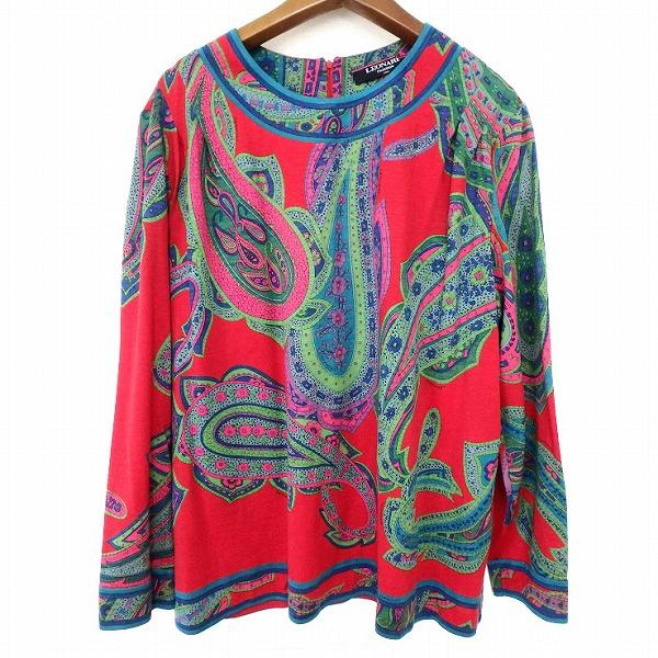LEONARD - LEONARD レオナール ペイズリー柄 カットソー　L LEONARD #anc レオナール カットソー L 赤 青系 緑 ペイズリー柄