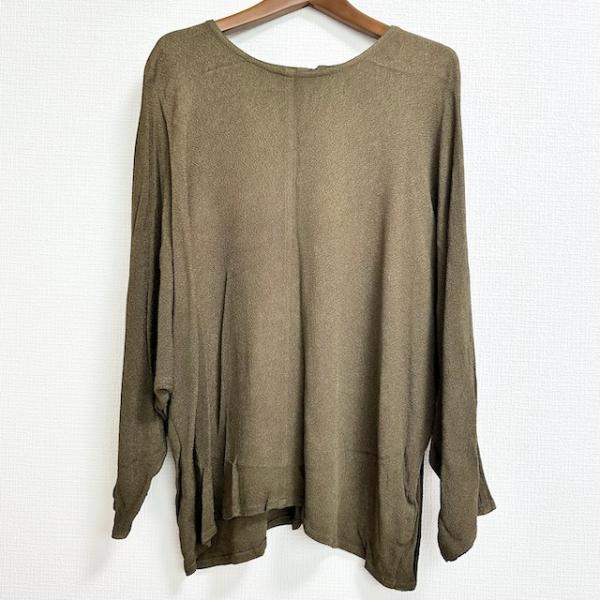#anc エルファン ELFAN カットソー カーキ ちりめん ドルマン レディース [824474]