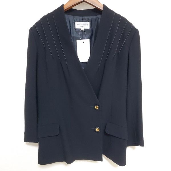 anc ハナエモリ HANAEMORI ジャケット 40 黒 ノーカラー レディース 