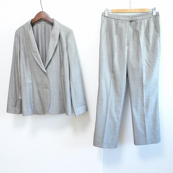 anc レリアンLeilian パンツスーツ 11 グレー シルク混 ロロピアーナ  