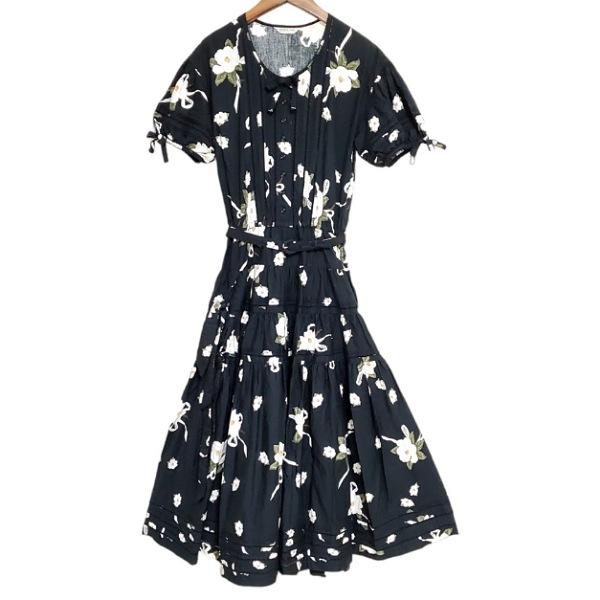 spc カネコイサオ KANEKO ISAO ワンピース 黒 半袖 花柄 ロング  