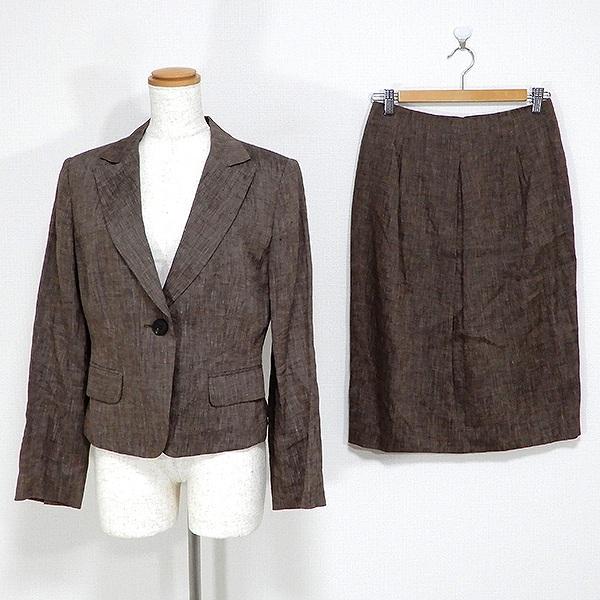 snc ヨシエイナバ YOSHIEINABA セットアップ スカートスーツ 9 茶系 麻  