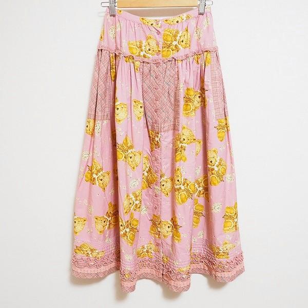 apc ピンクハウス PINKHOUSE スカート ピンク くま ベア ジュエリー  