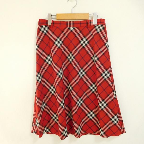 anc バーバリー BURBERRY スカート 42 赤 チェック フレア レディース  