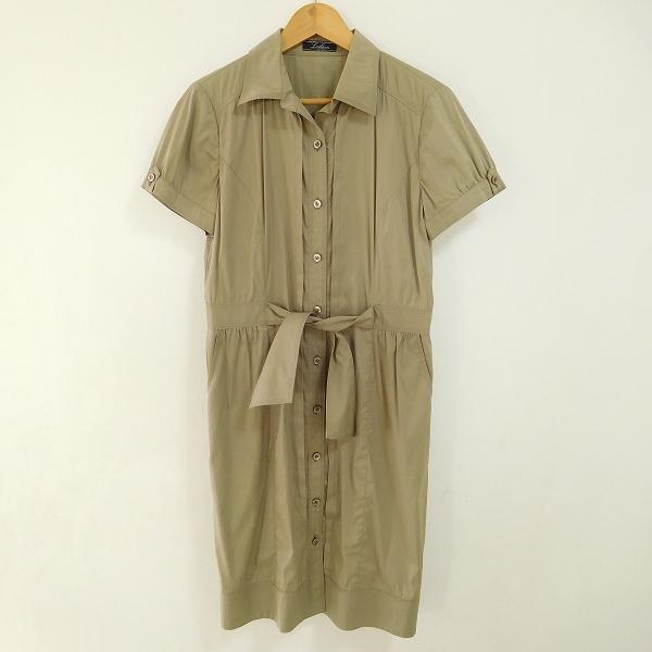 Leilian #snc レリアン ワンピース 11 カーキ系 半袖 シャツワンピース 