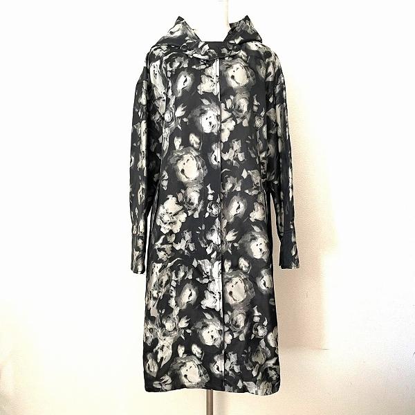 REGENCE #anc レジァンス コート 42 黒 グレー 総柄 フード 大きい 