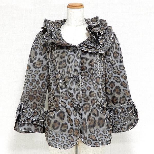 伊太利屋 #anc イタリヤ ジャケット ヒョウ柄 光沢 11 グレー系 伊太利屋 #anc イタリヤ ジャケット ヒョウ柄 光沢 11 グレー系