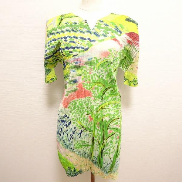 PLEATS PLEASE 花柄 ノースリーブチュニック サイズ5