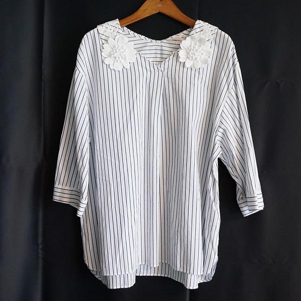 anc ローズティアラ Rose Tiara チュニック 46 白 青 ストライプ  