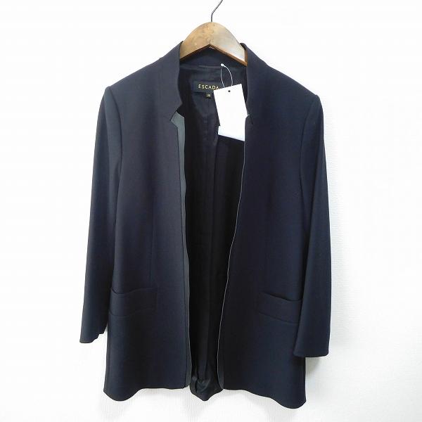 #anc エスカーダ ESCADA ジャケット 36 黒 無地 合皮 レディース [840258]