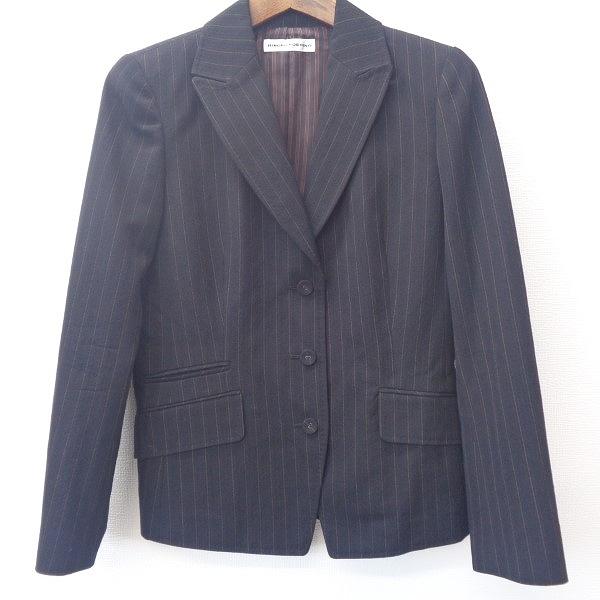 #anc  ヒロココシノ HIROKOKOSHINO ジャケット 40 チャコールグレー ストライプ レディース [842490]