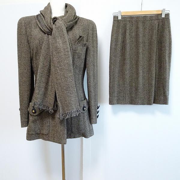 wnc スタック S.T.A.C 銀座マギー スカートスーツ 11 茶 シルク混  