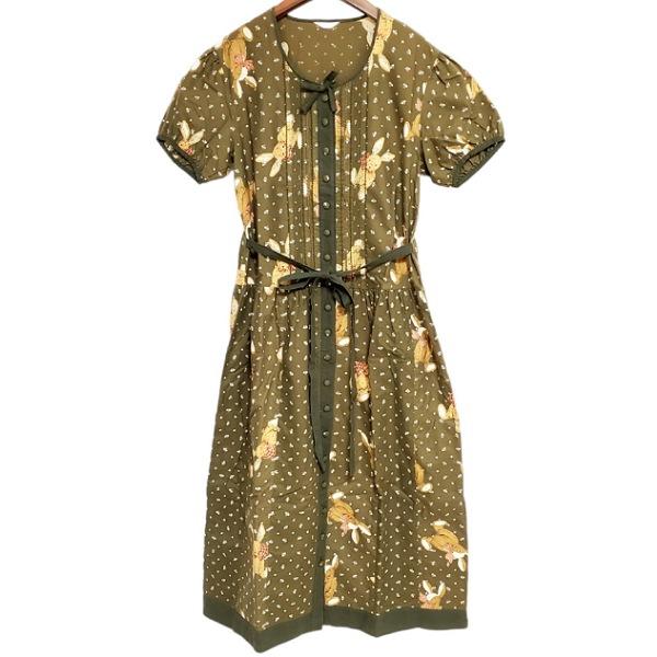 spc ピンクハウス PINKHOUSE ワンピース カーキ 半袖 うさぎ 