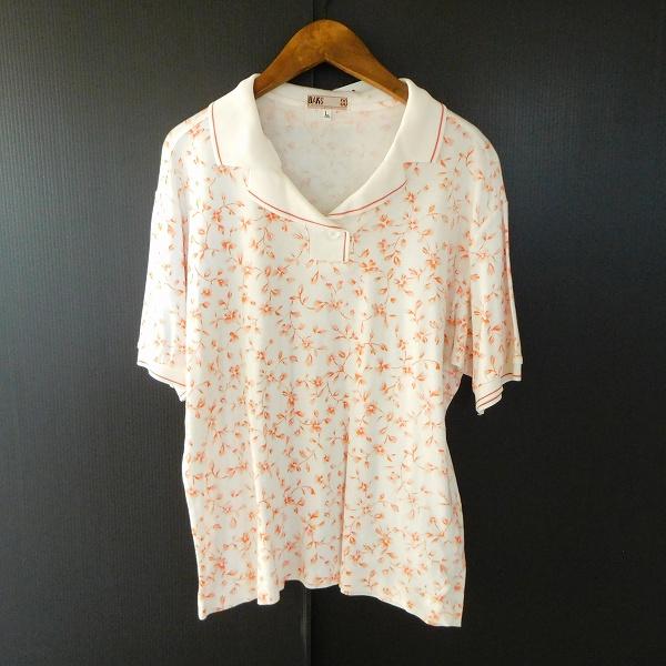 DAKS（ダックス） #snc ポロシャツ L 白 オレンジ 半袖 花柄 総柄 