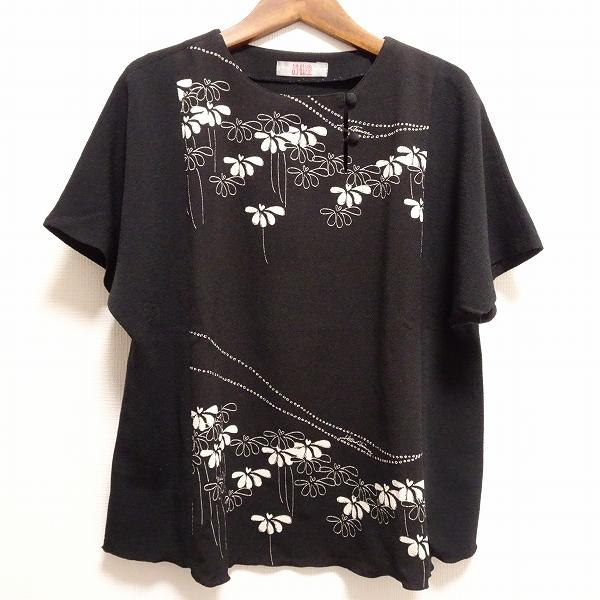 #spc Ts コレクション 詩仙堂 ヒトシタムラ カットソー 黒 白 ちりめん 花柄 半袖 レディース [844915]