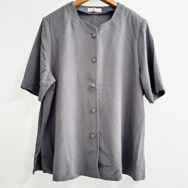 #snc Ts コレクション 詩仙堂 ヒトシタムラ シャツ・ブラウス 青系 ちりめん デニム柄 ノーカラー ショート丈 半袖 レディース [935100] snc Ts コレクション 詩仙堂 ヒトシタムラ シャツ・ブラウス 青