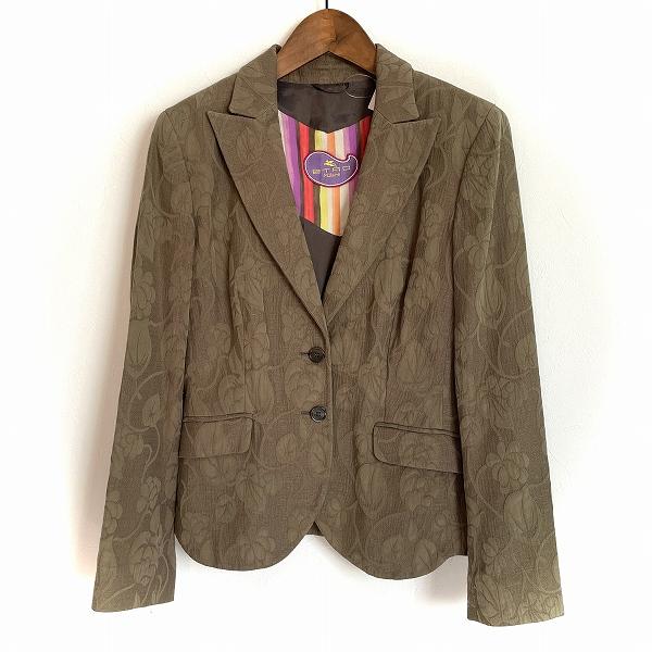 ETRO（エトロ） #snc ジャケット 44 カーキ 総柄 長袖 大きいサイズ 麻