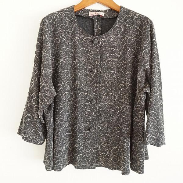 タグ付き未使用 詩仙堂 シセンドウ ちりめん 和柄 ブラウス シャツ ブラック apc シセンドウ T's collection 詩仙堂 シャツ・ブラウス 黒 ベージュ