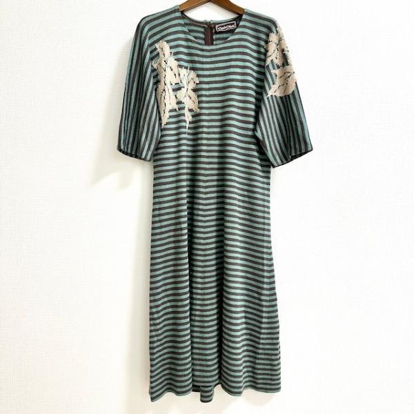 #snc サイトウトヨコ 斉藤都世子 ワンピース 青 茶 ニット ドルマン ボーダー レディース [848500]