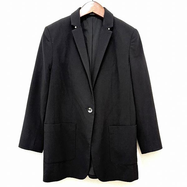 #anc タハリ エリータハリ T TAHARI ジャケット 42 黒 大きいサイズ ビーズ レディース [849773]