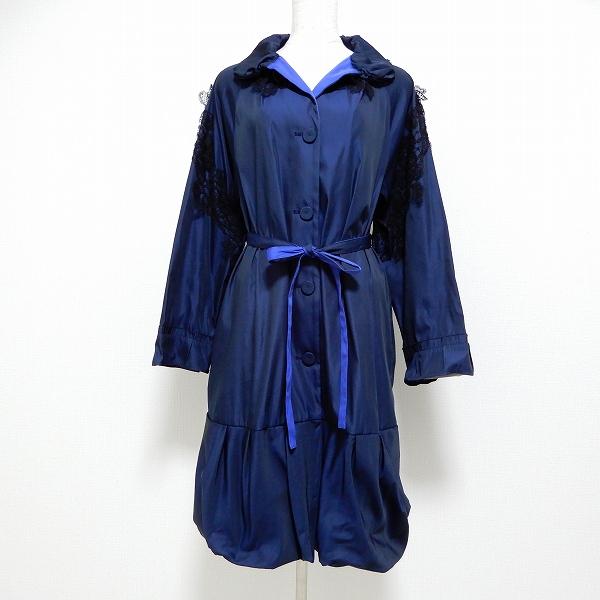 お値下げ4298洋服屋コムロシズカオーバーコート anc シズカコムロ 4298 SHIZUKA KOMURO コート 40 紺 黒 青 リボン
