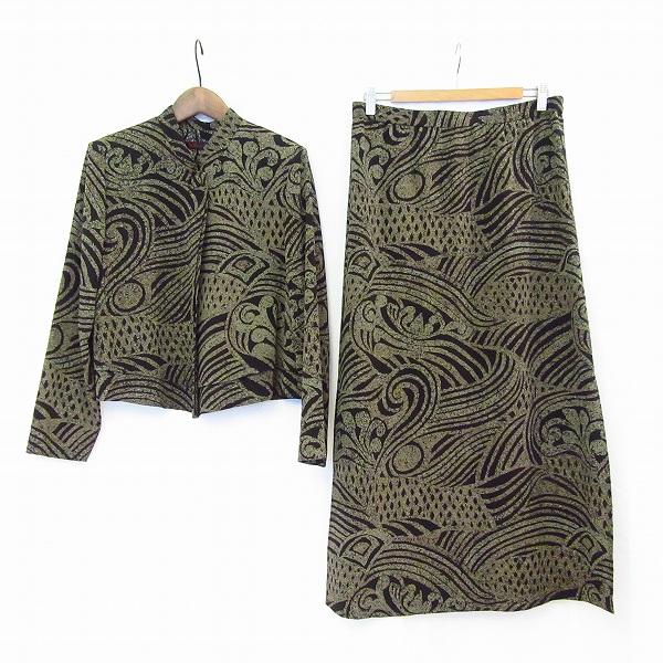 apc シセンドウ 詩仙堂 セットアップ ツーピース 黒 総柄 重ね着風  