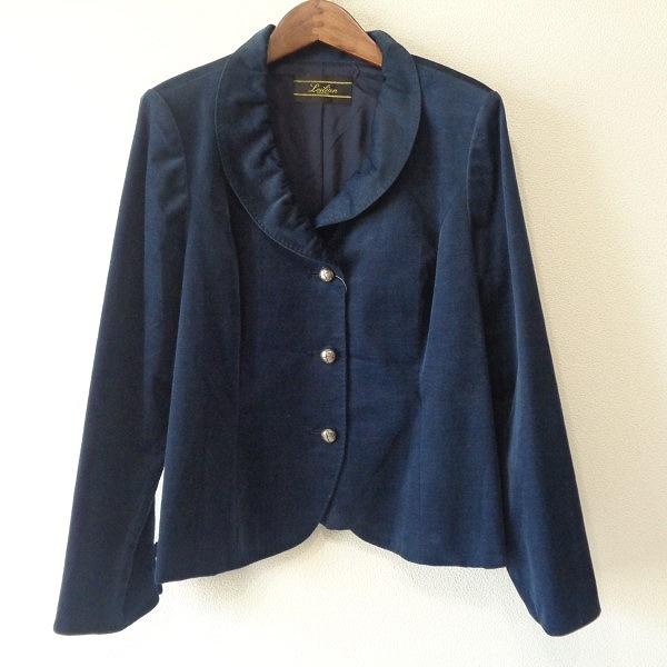 anc レリアン Leilian ジャケット 13 紺 大きいサイズ イタリア製生地  