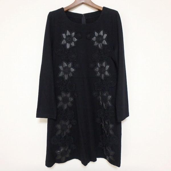 ¨̮♡︎ INGEBORG ワンピース wnc インゲボルグ INGEBORG ワンピース 3 黒 花モチーフ バックジップ