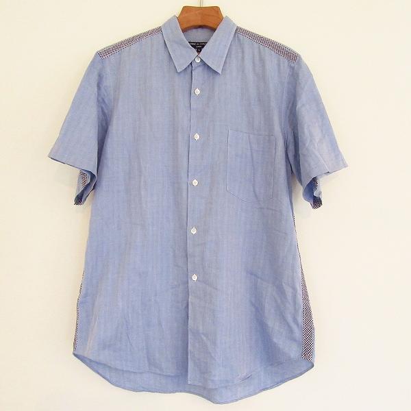 snc コムデギャルソン COMMEdesGARCONS 半袖シャツ L 水色系 青系 白