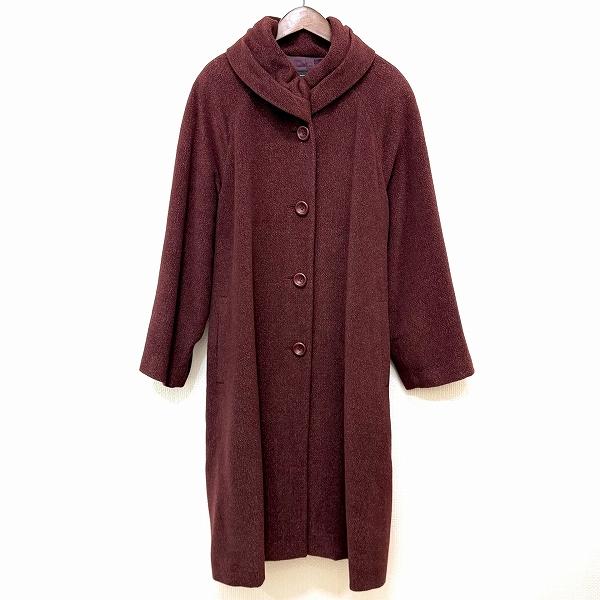 wnc レリアン Leilian コート 13+ ボルドー系 シルク混 アンゴラ混