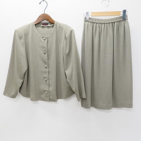 #apc シセンドウ 詩仙堂 セットアップ カーキ系 ちりめん ノーカラー シンプル 日本製 レディース [860803]