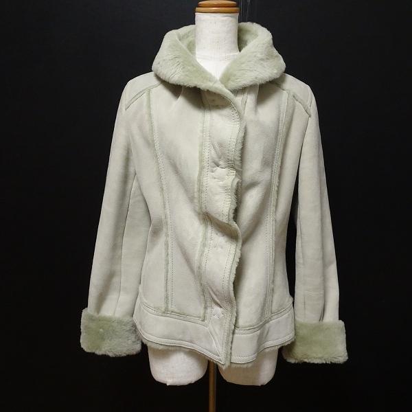 #wnc トラサルディ TRUSSARDI ジャケット 38 緑系 ムートン 羊革 スナップボタン レディース [861612]