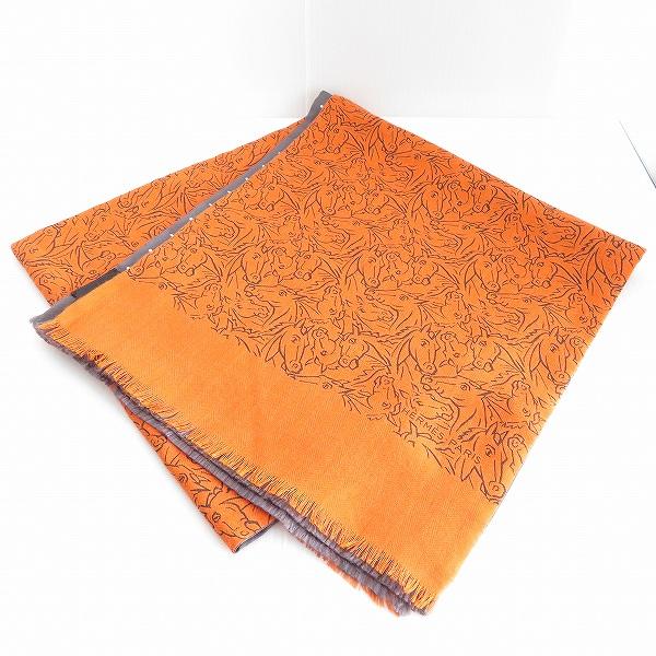 HERMES #apzm エルメス ストール ショール カシミヤ シルク 馬柄 HERMES #apzm エルメス ストール ショール カシミヤ シルク 馬柄