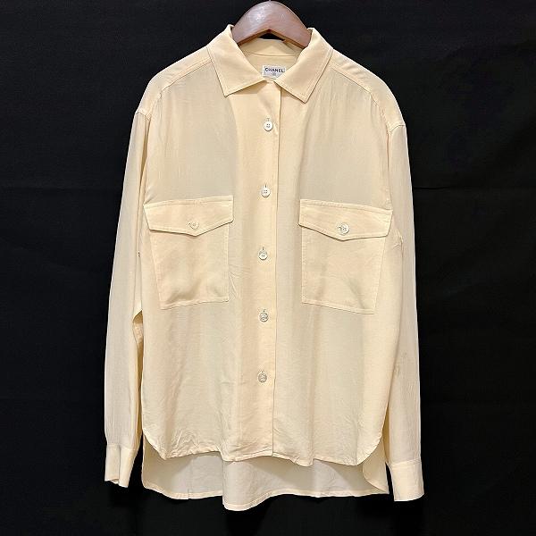 CHANEL フラワープリント 長袖シャツ　ビンテージ　中古 CHANEL フラワープリント 長袖シャツ ビンテージ 中古