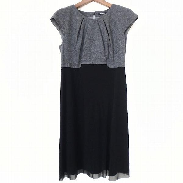 #anc ヴィヴィアンタム VIVIENNETAM ワンピース 0 グレー 黒 切り替え メッシュ ノースリーブ サイドファスナー レディース [866031]