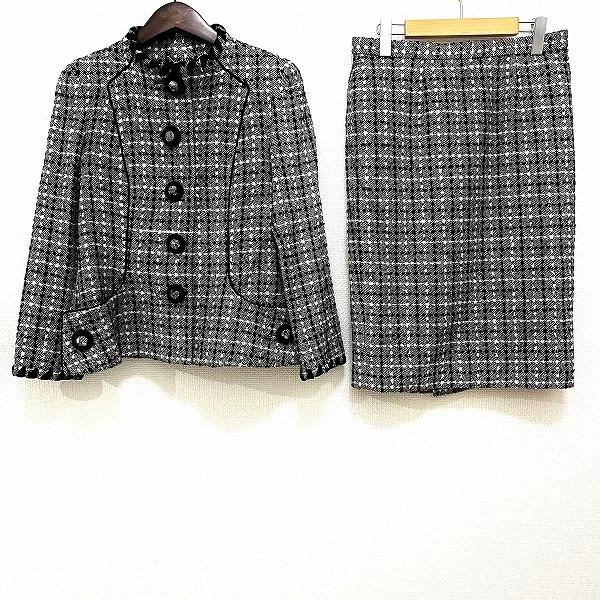 wnc ベラ 銀座マギー VELLA スカートスーツ 40 黒 白 セットアップ  