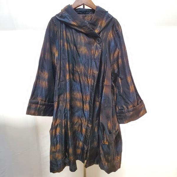wnc エイココンドウ EIKO KONDO コート 42 黒 茶 総柄 光沢