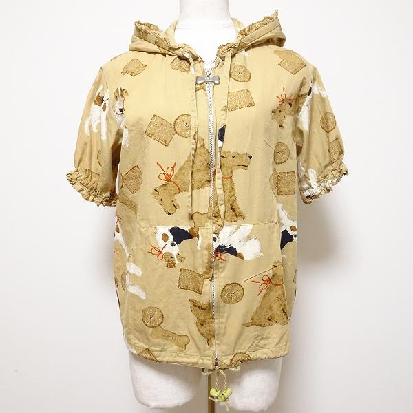 snc ピンクハウス PINKHOUSE パーカー M ベージュ 茶 半袖 フード付