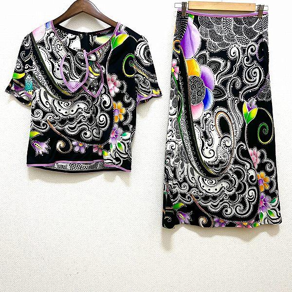 美品⭐︎XL レオナール セットアップ シルク100% 伸縮性◎ 黒 LEONARD