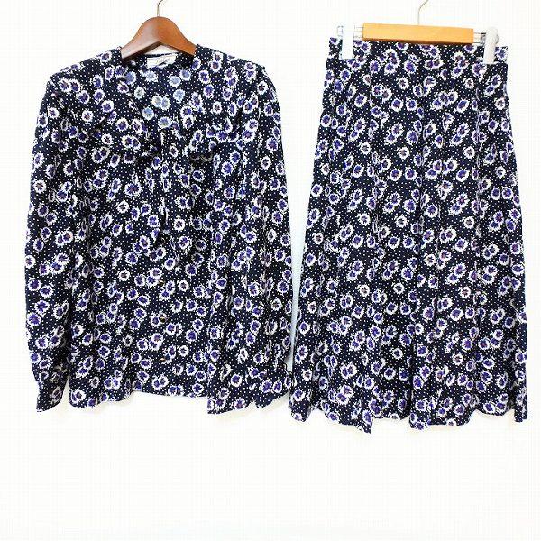 Leilian #anc レリアン セットアップ 9 紺 白 紫 ツーピース 花柄 